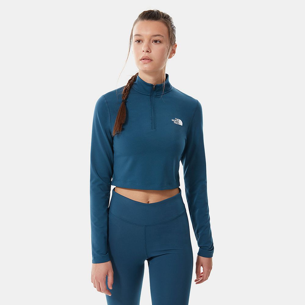 The North Face Fleece Womens Australia - The North Face Crop Zip Through Blue Running & Training (JG